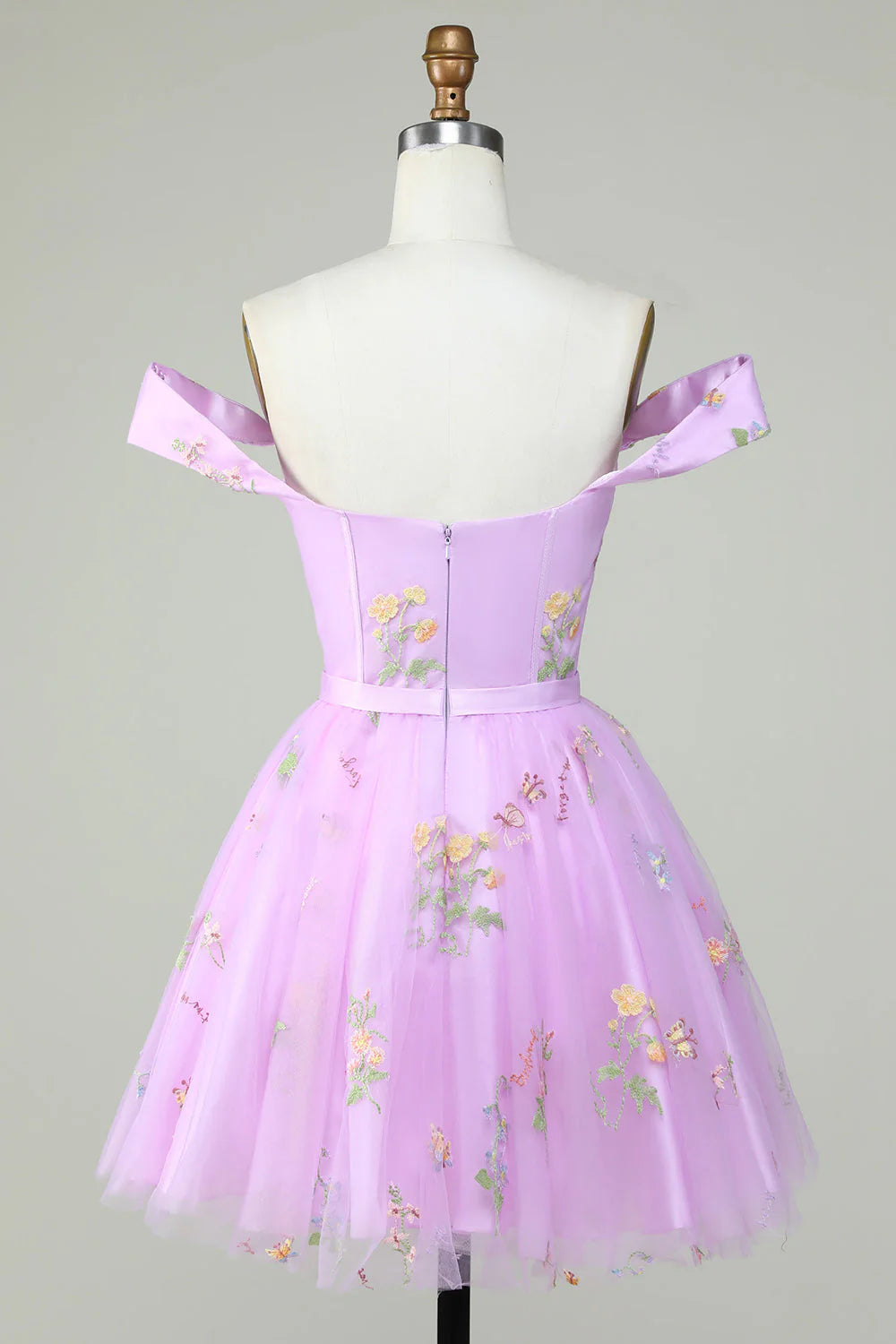 Amzcw Cute A Line Sweetheart Purple Short Homecoming Dress with Embroidery