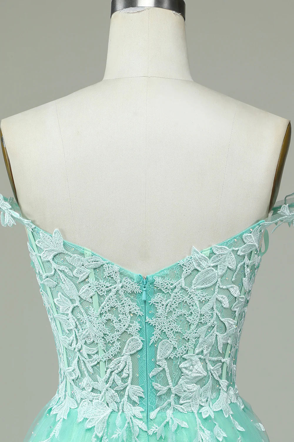 Amzcw Stylish A Line Spaghetti Straps Mint Short Homecoming Dress with Appliques