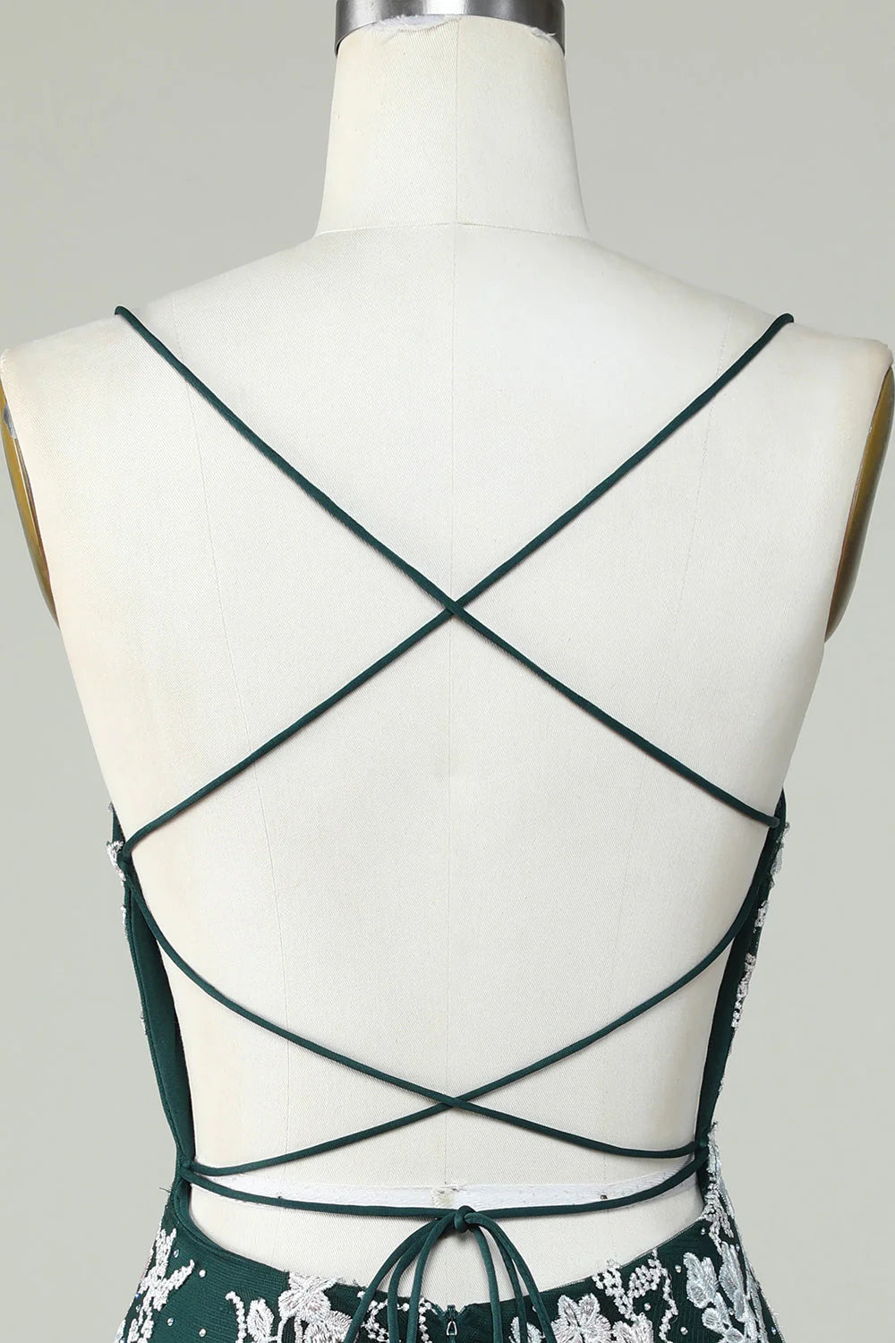 Amzcw Dark Green Bodycon Spaghetti Straps Homecoming Dress With Appliques