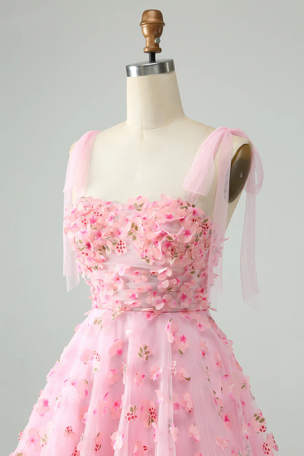 Amzcw Cute Pink A Line Pearls Corset Short Homecoming Dress with Appliques Flower