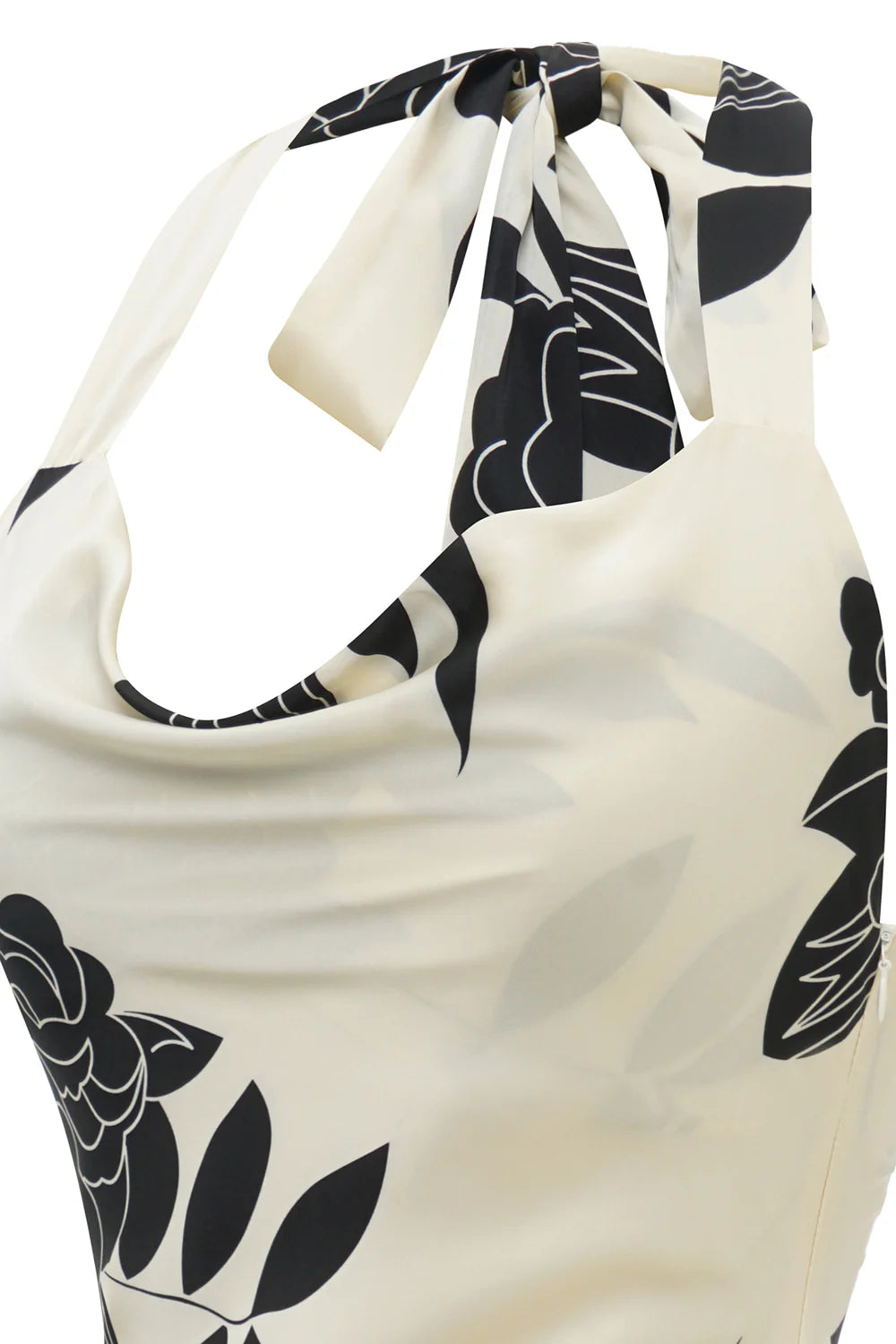 Vestido de fiesta de boda con flores en blanco y negro