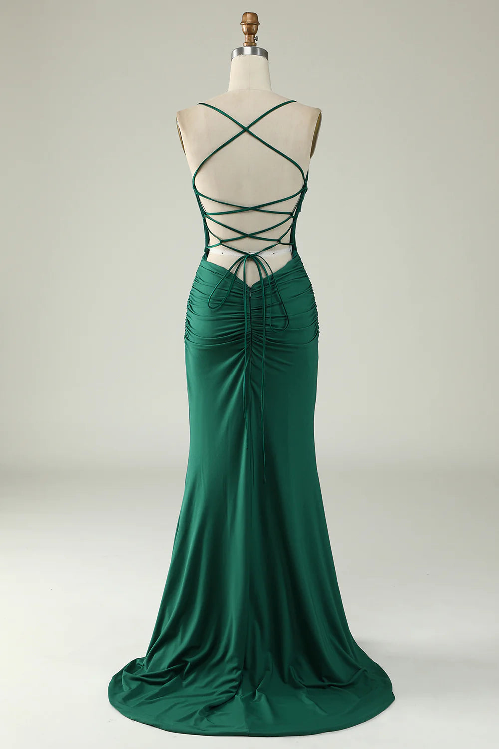 Vestido de fiesta Amzcw de sirena con tirantes finos en azul real, talla grande, con espalda cruzada