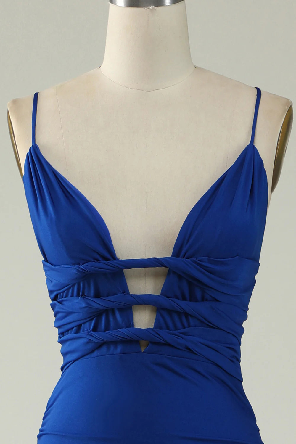 Sukienka wieczorowa Amzcw Mermaid Spaghetti Straps w kolorze królewskiego błękitu w dużym rozmiarze z krzyżującymi się plecami