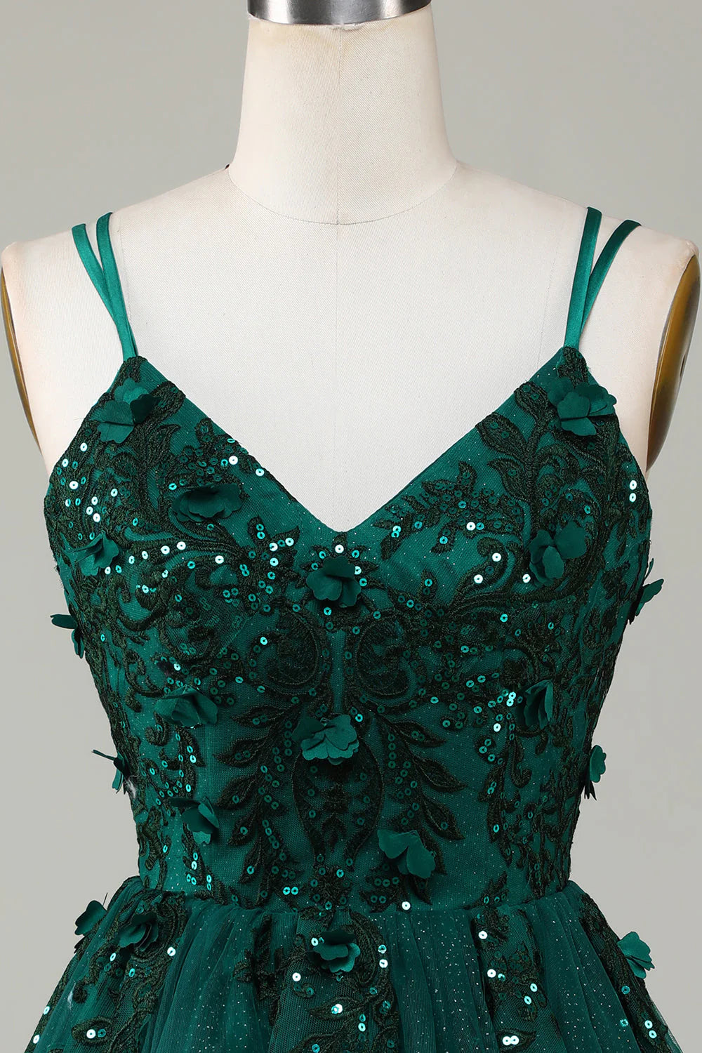 Amzcw Dark Green Stylish A Line Spaghetti Straps Short Homecoming Dress with Beading