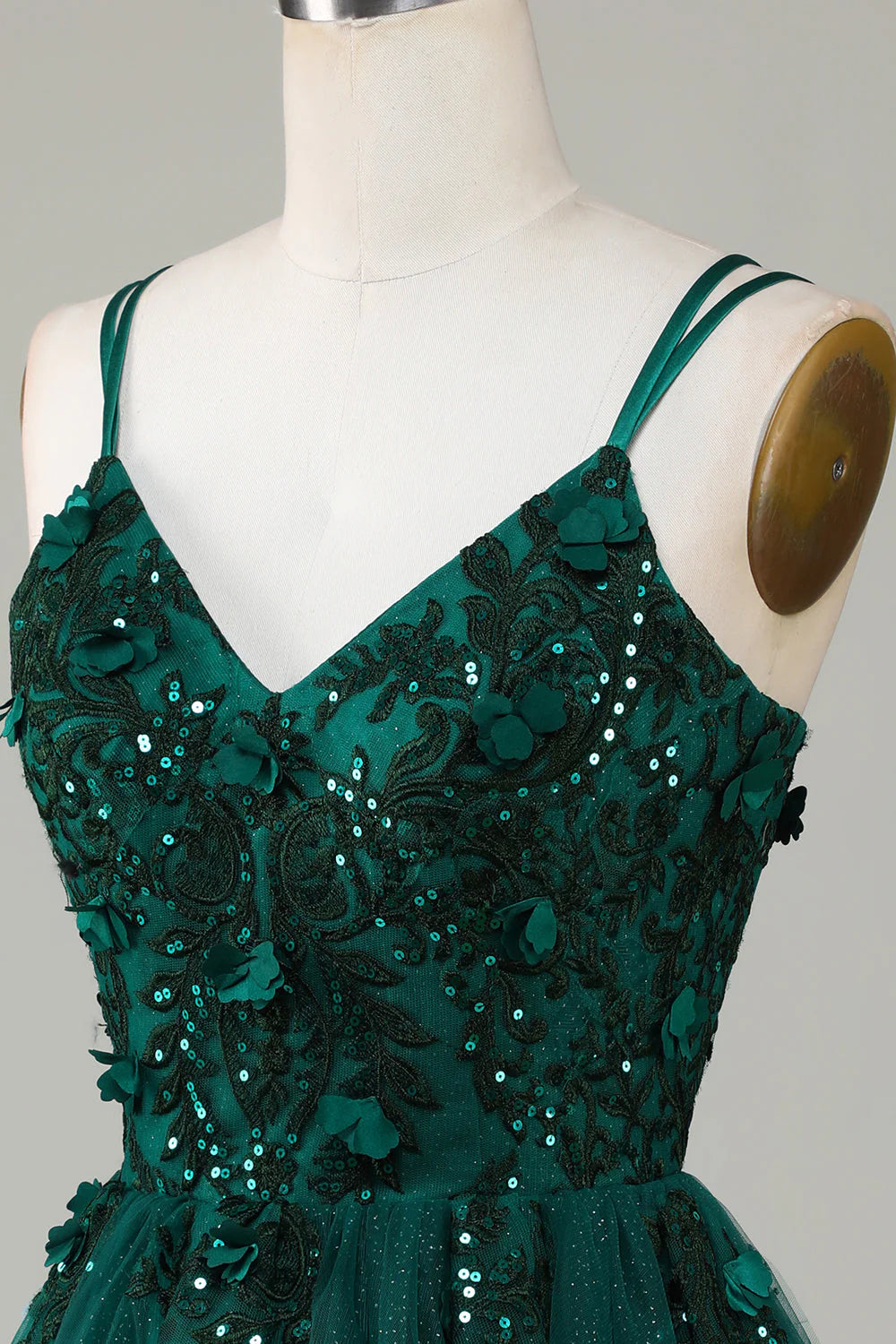 Amzcw Dark Green Stylish A Line Spaghetti Straps Short Homecoming Dress with Beading