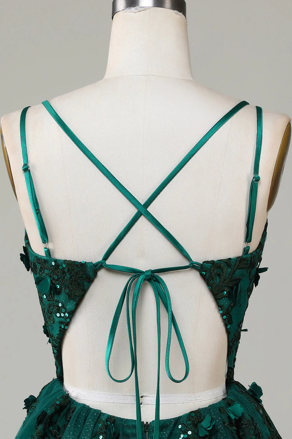 Amzcw Dark Green Stylish A Line Spaghetti Straps Short Homecoming Dress with Beading