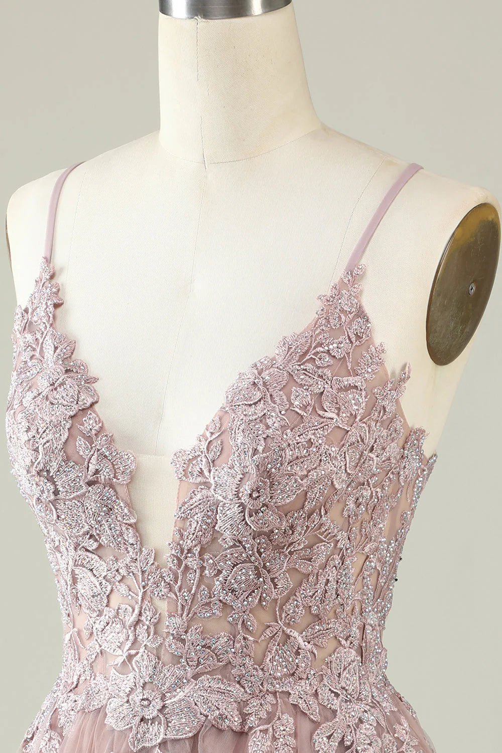 Amzcw Blush A Line Spaghetti Straps Short Homecoming Dress with Appliques