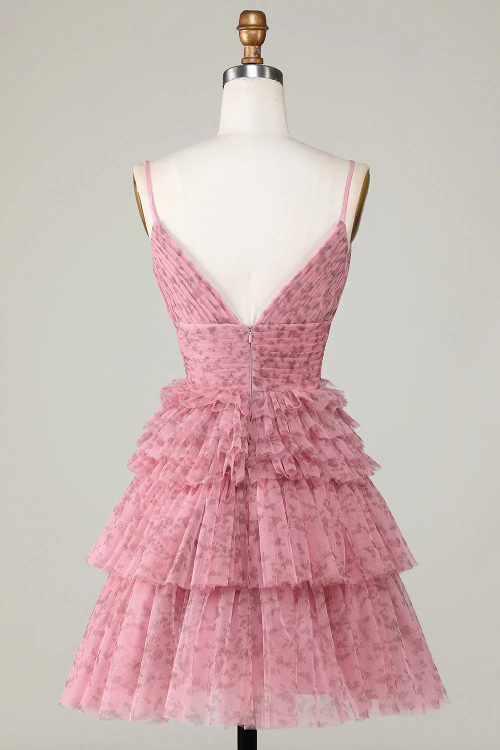 Amzcw Blush Cute A Line Spaghetti Straps Short Homecoming Dress with Ruffles