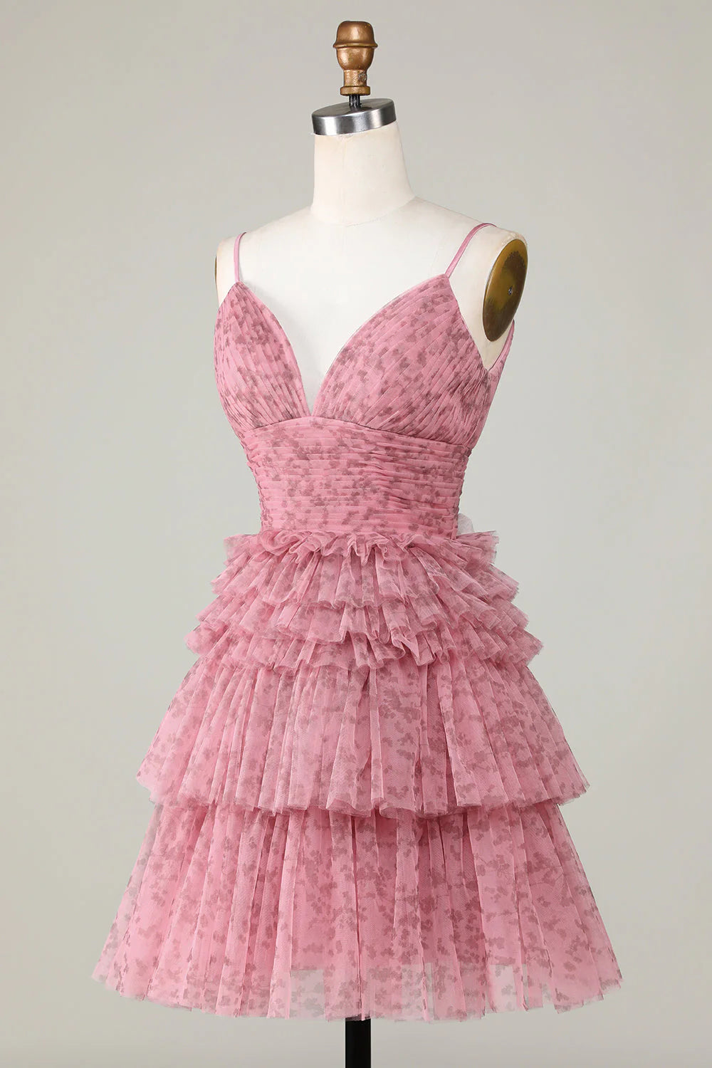 Amzcw Blush Cute A Line Spaghetti Straps Short Homecoming Dress with Ruffles