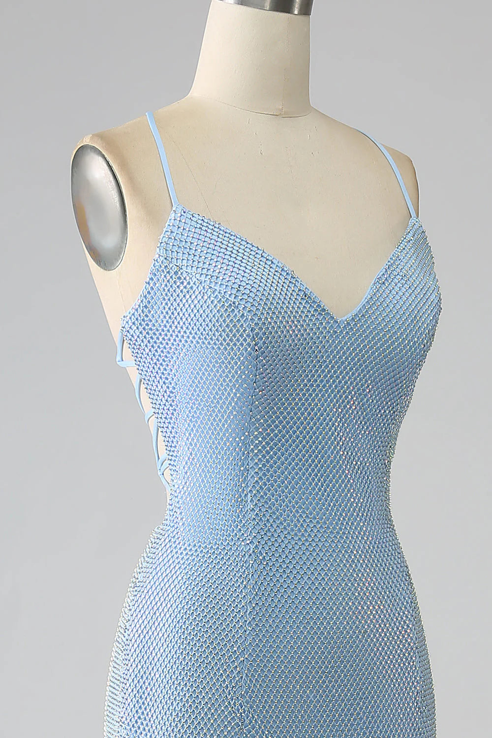 Amzcw Sparkly Blue Mermaid Long Beaded Prom Dress with Slit prom dresses shops