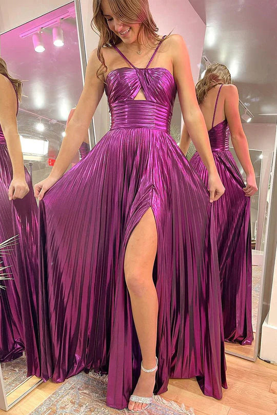 Vestido de fiesta de satén sin mangas con cuello halter, corte A, sencillo, largo y formal