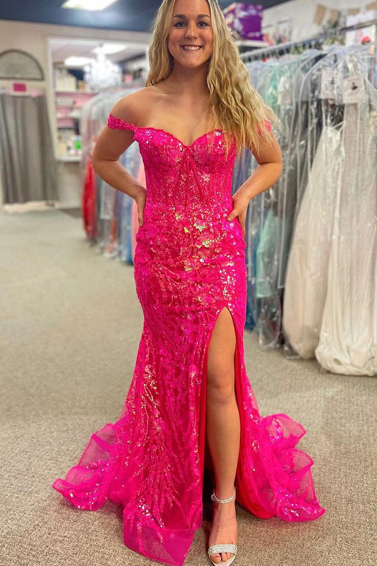 Vestidos de fiesta con hombros descubiertos y encaje hasta el suelo Vestidos de noche