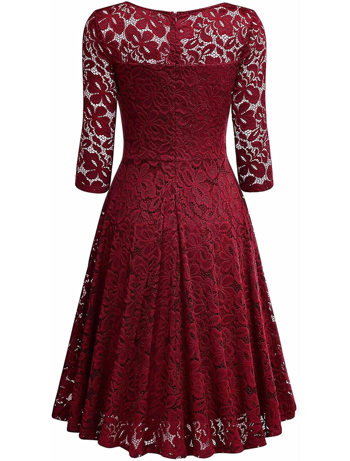 A-Line Cocktail Dresses Vintage Dress Party Wear Cocktail Party Knee Length Half Sleeve V Neck Lace with Pleats