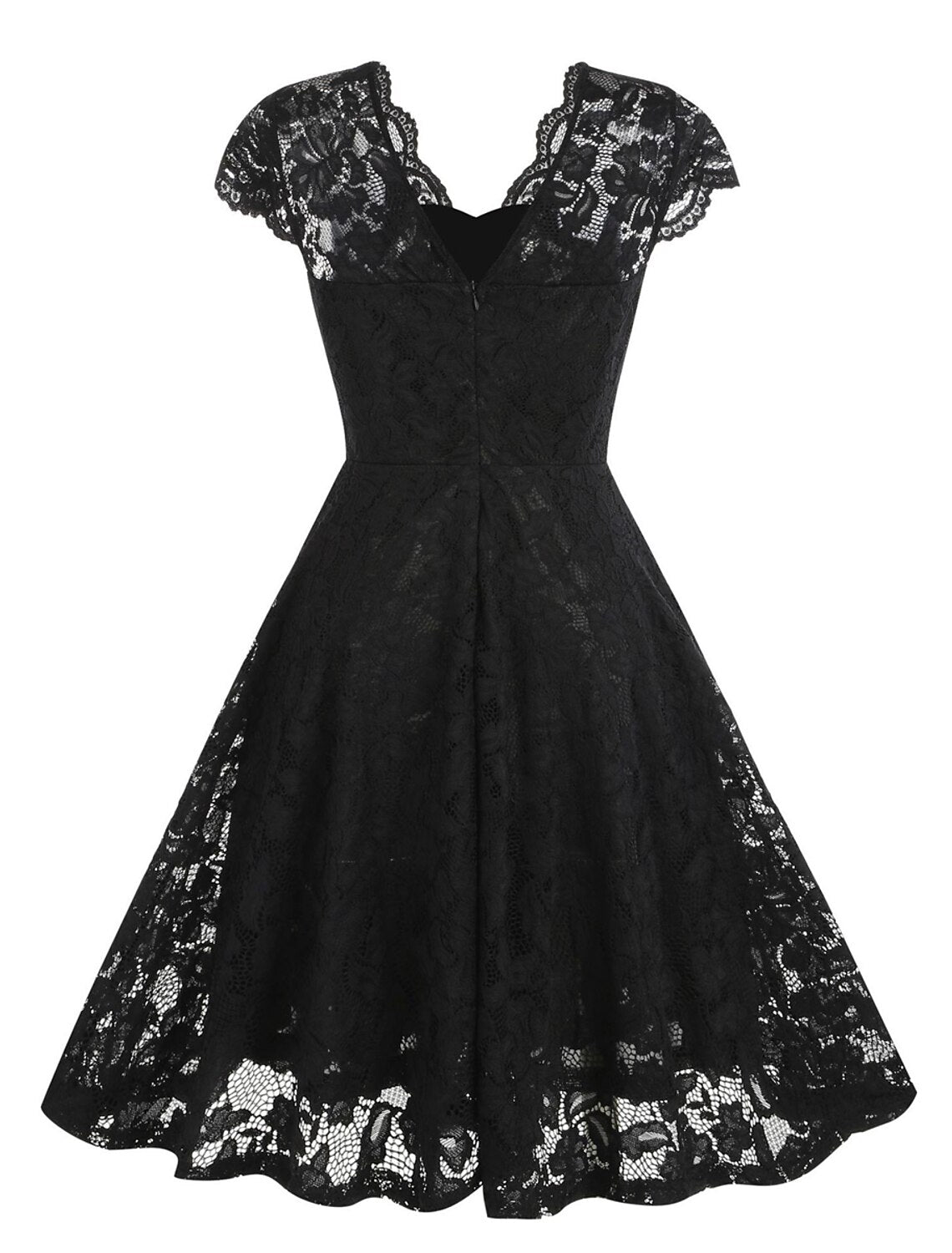 Women's Vintage Dress Party Dress Lace Dress Mini Dress Light Yellow Black Pink Short Sleeve Pure Color Lace Spring Fall Winter V Neck Vintage Christmas Wedding Guest Birthday