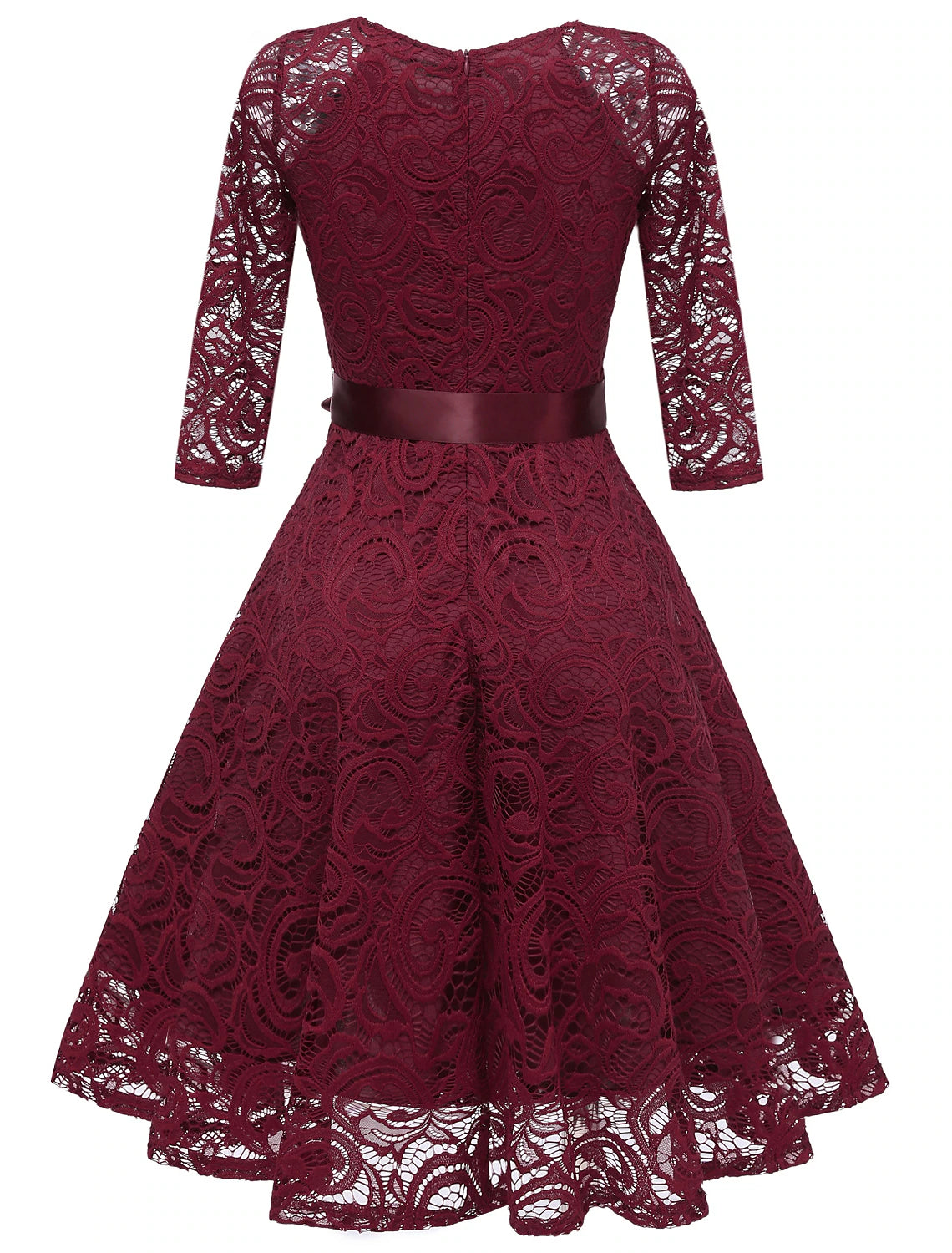 A-Line Cocktail Dresses Minimalist Dress Party Wear Short / Mini 3/4 Length Sleeve V Neck Lace with Bow(s) Pleats