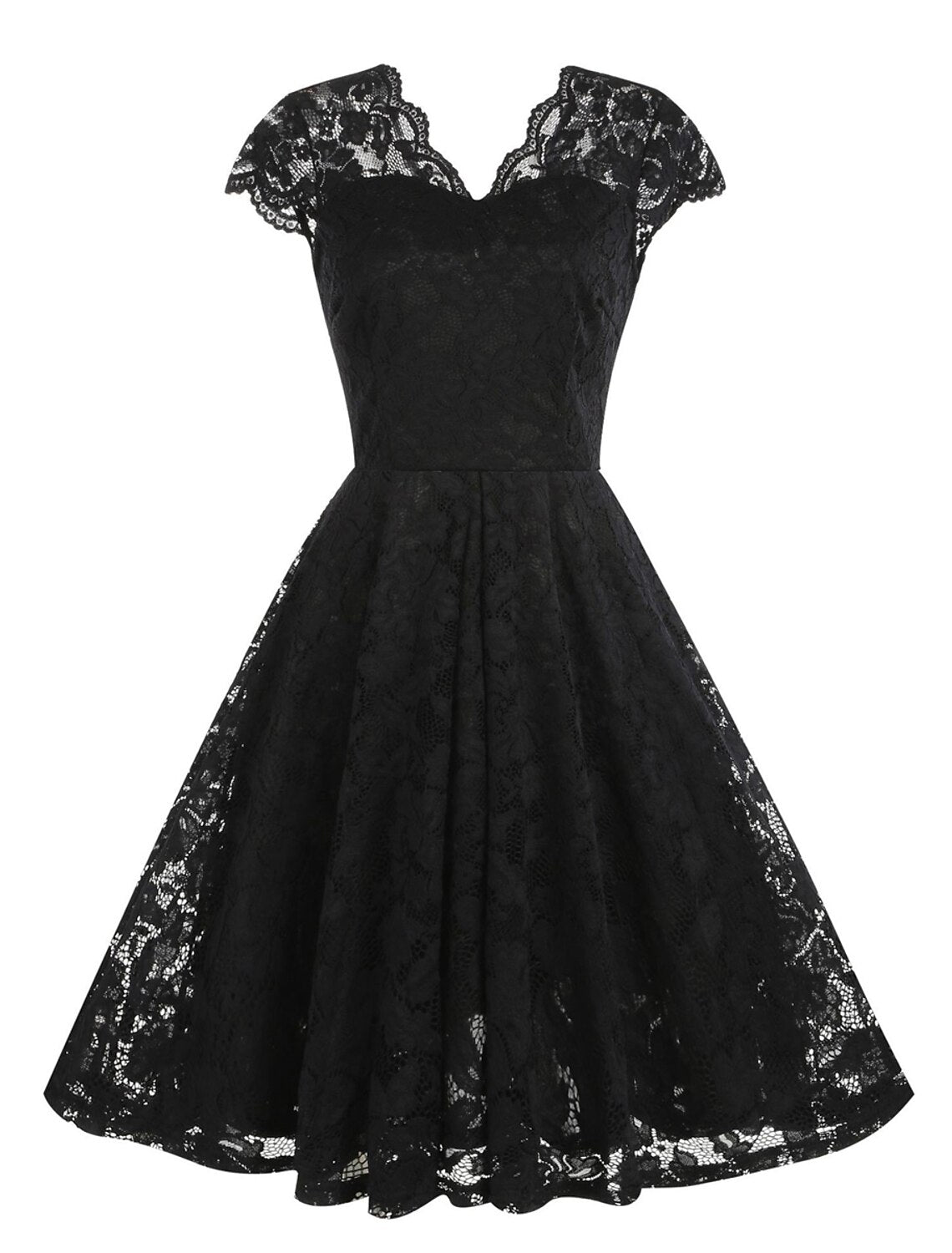 Women's Vintage Dress Party Dress Lace Dress Mini Dress Light Yellow Black Pink Short Sleeve Pure Color Lace Spring Fall Winter V Neck Vintage Christmas Wedding Guest Birthday