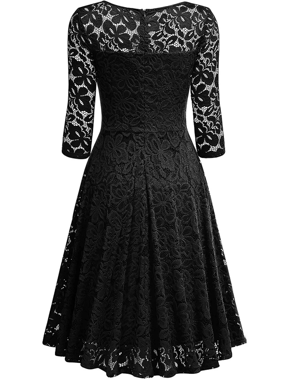 A-Line Cocktail Dresses Vintage Dress Party Wear Cocktail Party Knee Length Half Sleeve V Neck Lace with Pleats