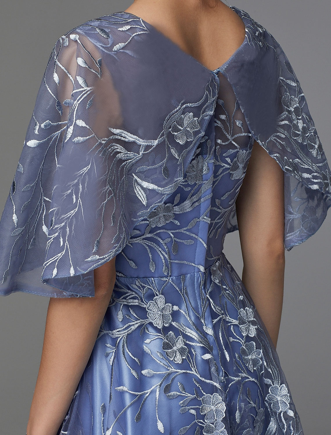Vestido floral de corte A para invitada de boda, cóctel, largo hasta la rodilla, sin mangas, escote en V, encaje, espalda en V con apliques estampados