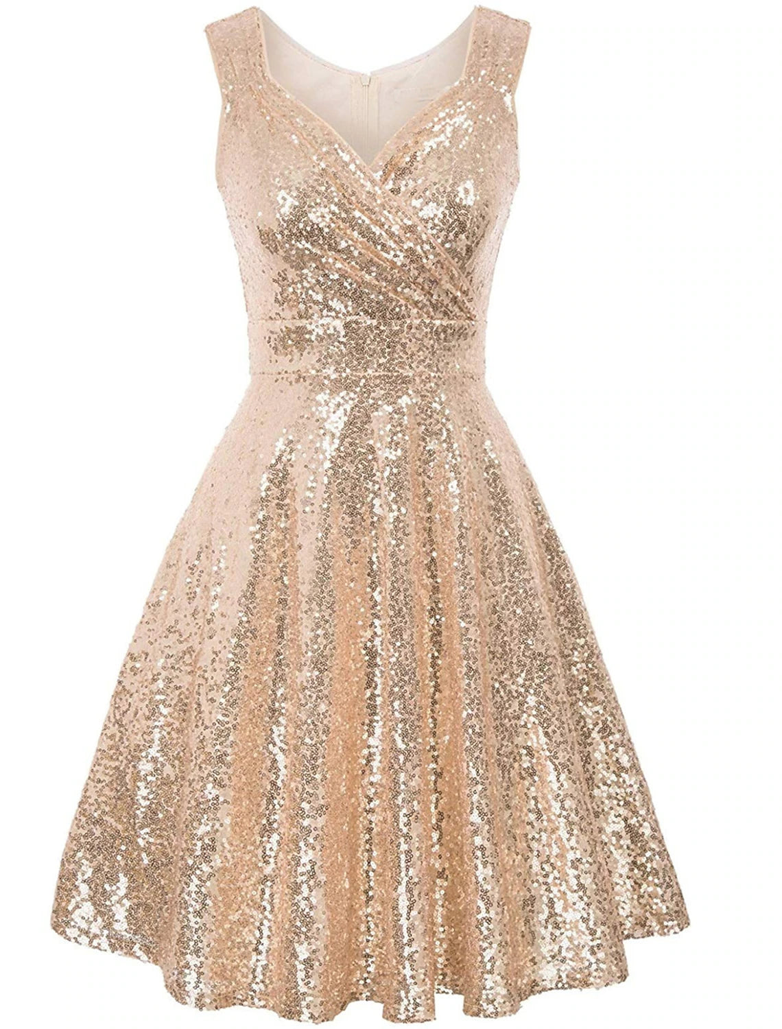 Women's Party Dress Homecoming Dress Cocktail Dress Midi Dress Gold Sleeveless Pure Color Ruched Winter Autumn V Neck Fashion Winter Dress Wedding Guest Birthday