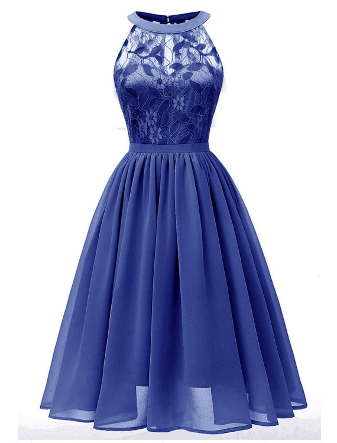 Vestidos de cóctel de corte A, minimalistas, para fiesta, cortos/mini, sin mangas, con cuello halter, de encaje y pliegues.