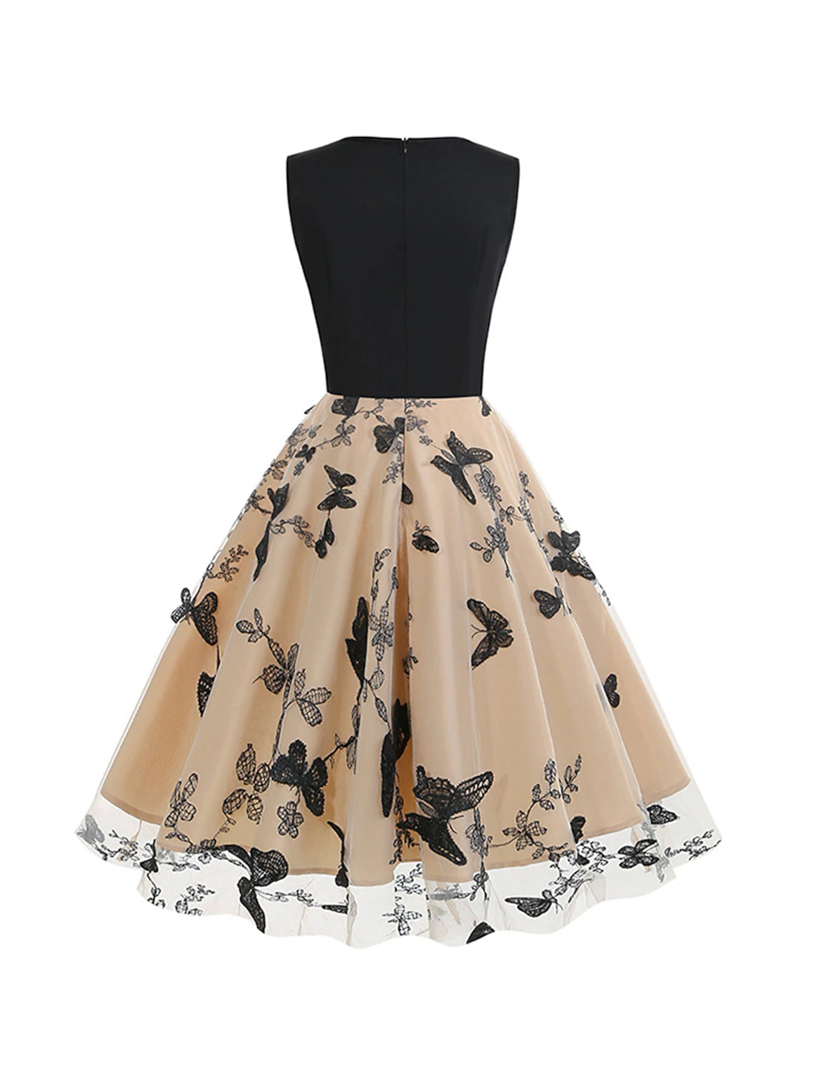omen's Vintage Dress Party Dress Homecoming Dress Midi Dress Black Red Khaki Sleeveless Floral Mesh Spring Fall Winter V Neck Vintage Christmas Wedding Guest Birthday