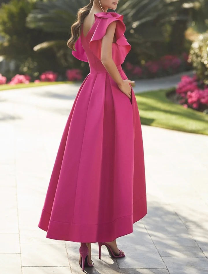 Vestidos de fiesta asimétricos con escote en V y corte princesa