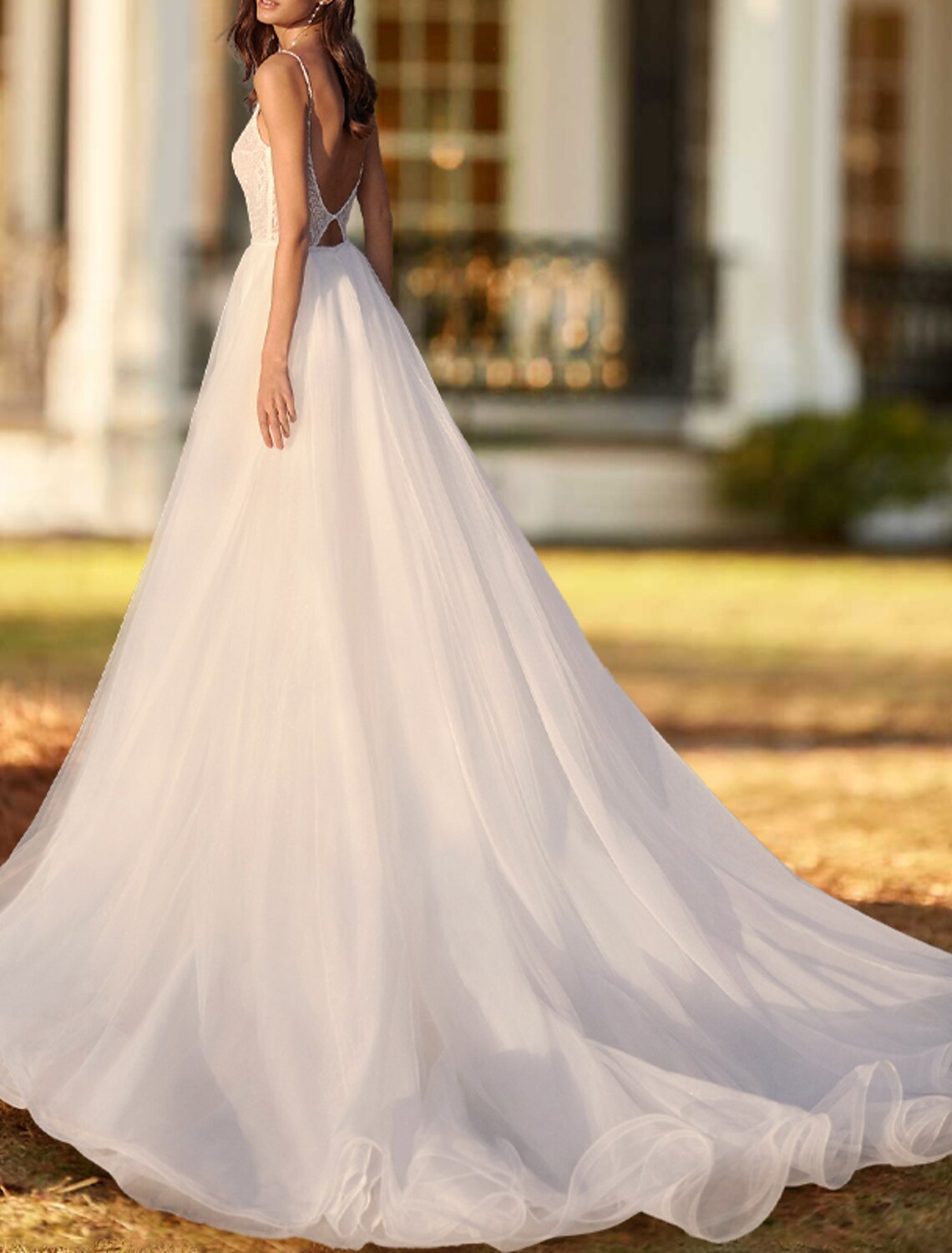 Casual Wedding Dresses A-Line Separates Separates Court Train Organza OverSkirts Bridal Gowns With Solid Color