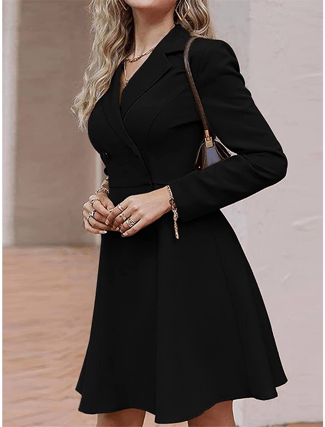 Women's Black Dress Party Dress Homecoming Dress Mini Dress Black Blue Camel Long Sleeve Pure Color Button Spring Fall Winter Shirt Collar Fashion Winter Dress Office Wedding Guest