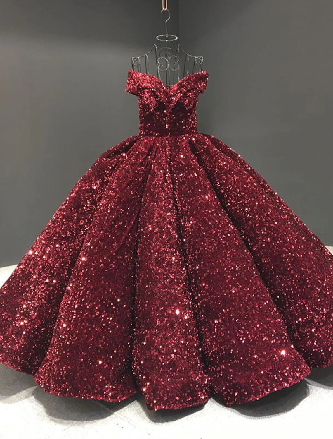 Ball Gown Luxurious Sparkle Quinceanera Formal Evening Birthday Dress Off Shoulder Sleeveless Floor Length Sequined with Pleats Sequin