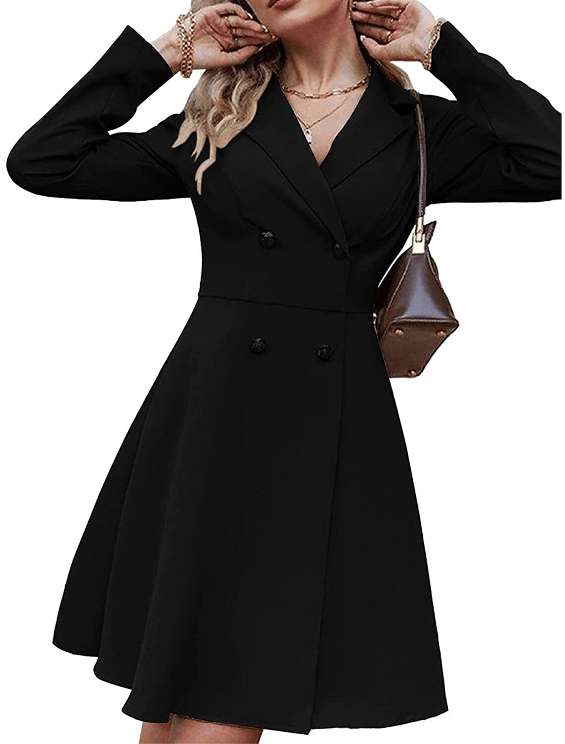 Women's Black Dress Party Dress Homecoming Dress Mini Dress Black Blue Camel Long Sleeve Pure Color Button Spring Fall Winter Shirt Collar Fashion Winter Dress Office Wedding Guest
