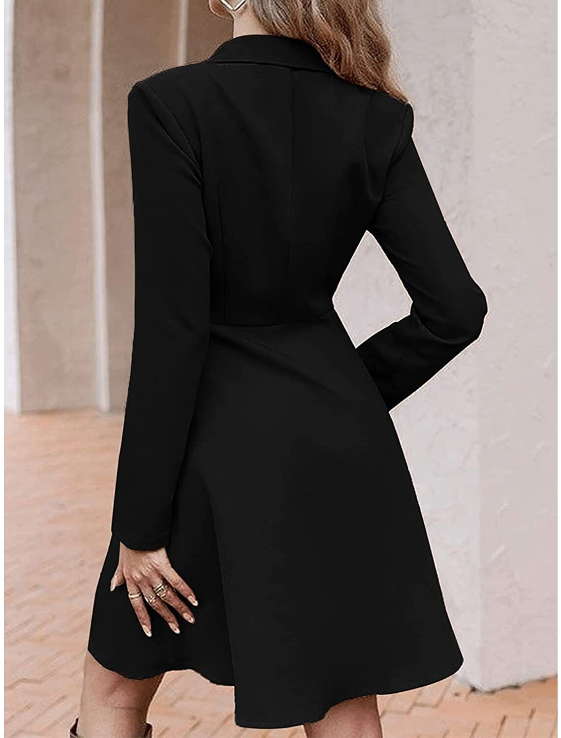 Women's Black Dress Party Dress Homecoming Dress Mini Dress Black Blue Camel Long Sleeve Pure Color Button Spring Fall Winter Shirt Collar Fashion Winter Dress Office Wedding Guest