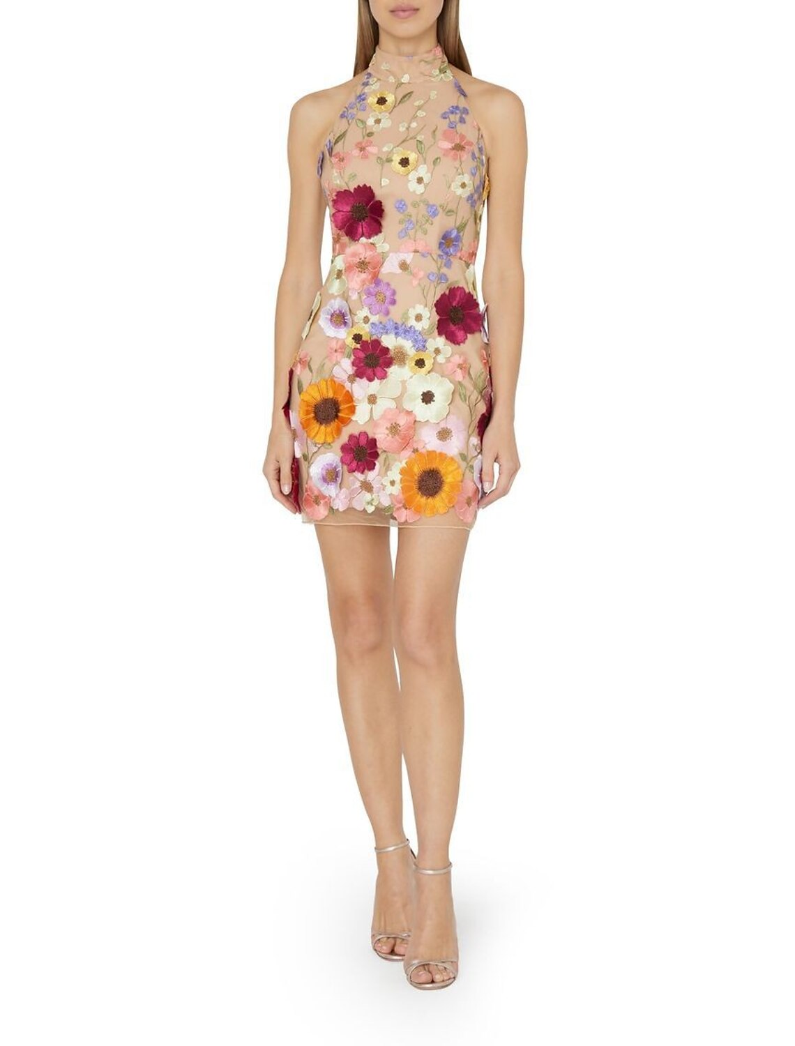 Sheath / Column Homecoming Dresses Floral Dress Cocktail Party Birthday Short / Mini Sleeveless Halter Neck Pink Dress Lace with Embroidery