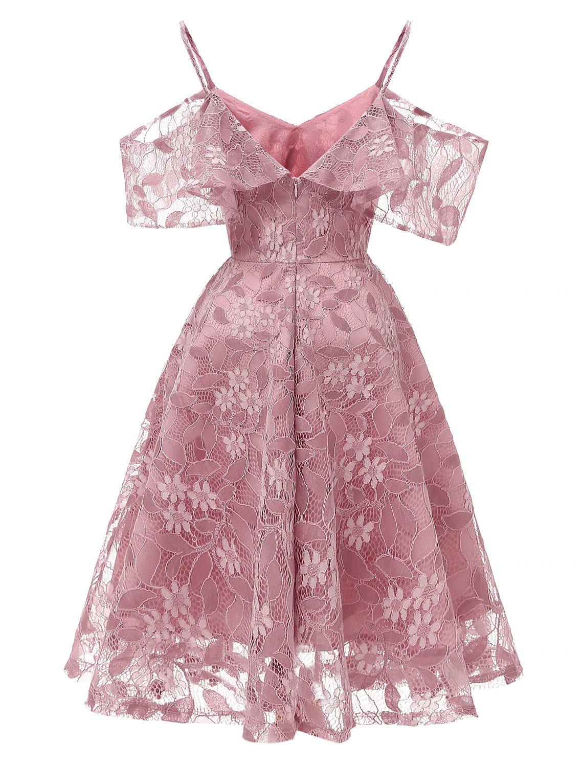 A-Line Cocktail Dresses Vintage Dress Party Wear Knee Length Short Sleeve V Neck Lace with Lace Insert Pattern