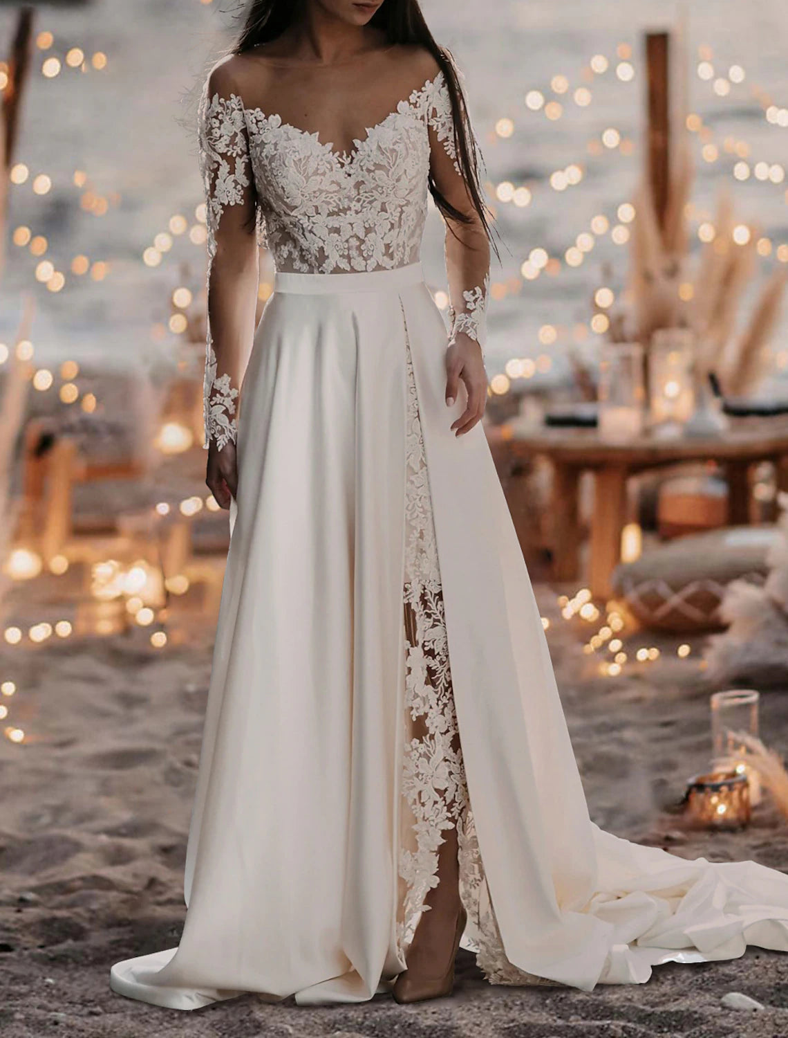 Beach Mature Wedding Dresses A-Line Off Shoulder Long Sleeve Court Tra Amzcw Dress Beach Mature Wedding Dresses A-Line Off Shoulder Long Sleeve Court Tra Amzcw Dress