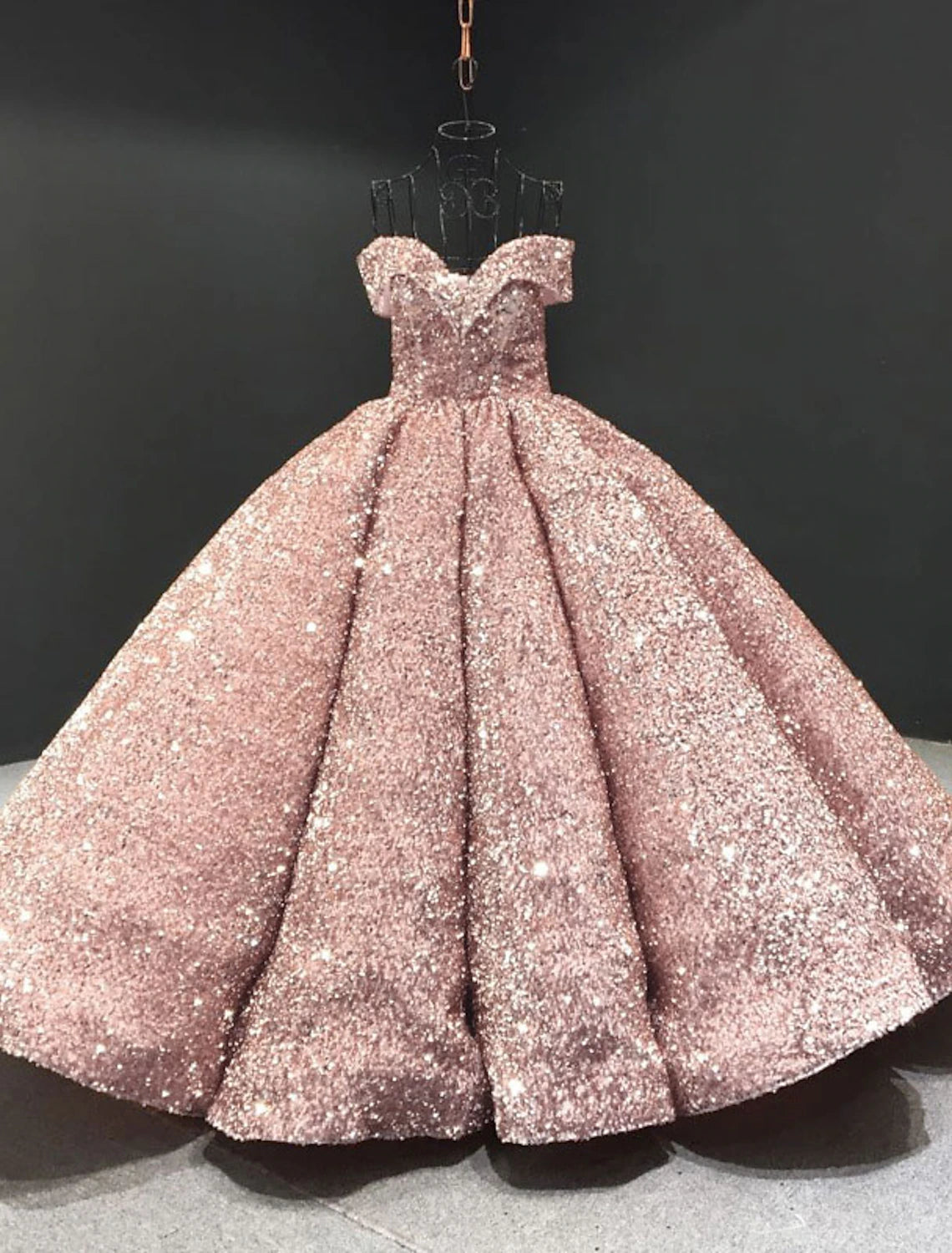 Ball Gown Luxurious Sparkle Quinceanera Formal Evening Birthday Dress Off Shoulder Sleeveless Floor Length Sequined with Pleats Sequin