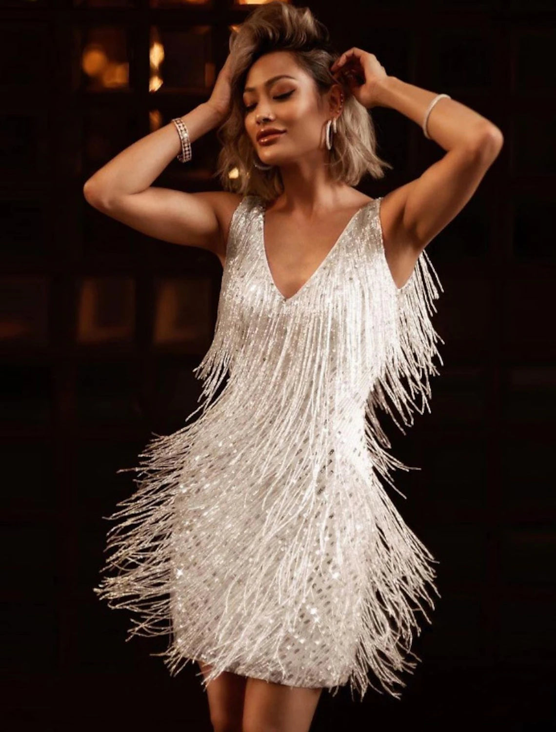 Roaring 20s 1920s Cocktail Dress Vintage Dress Flapper Dress Dress Masquerade The Great Gatsby Women's Adults' Sequins Tassel Fringe Cosplay Costume Christmas Party Homecoming Prom Dress Summer Spring