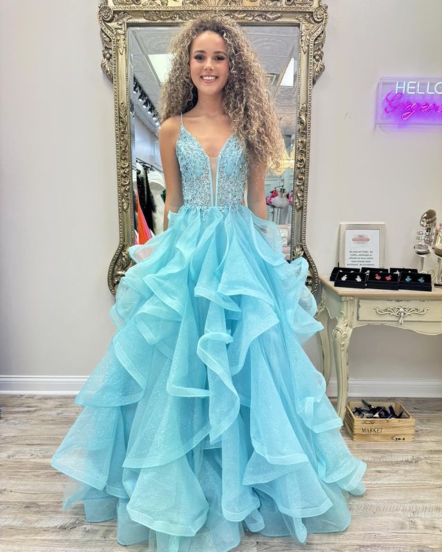 Vestidos de fiesta con escote en V, con cuentas auténticas, encantadores, largos, sin mangas, corte A, espalda descubierta