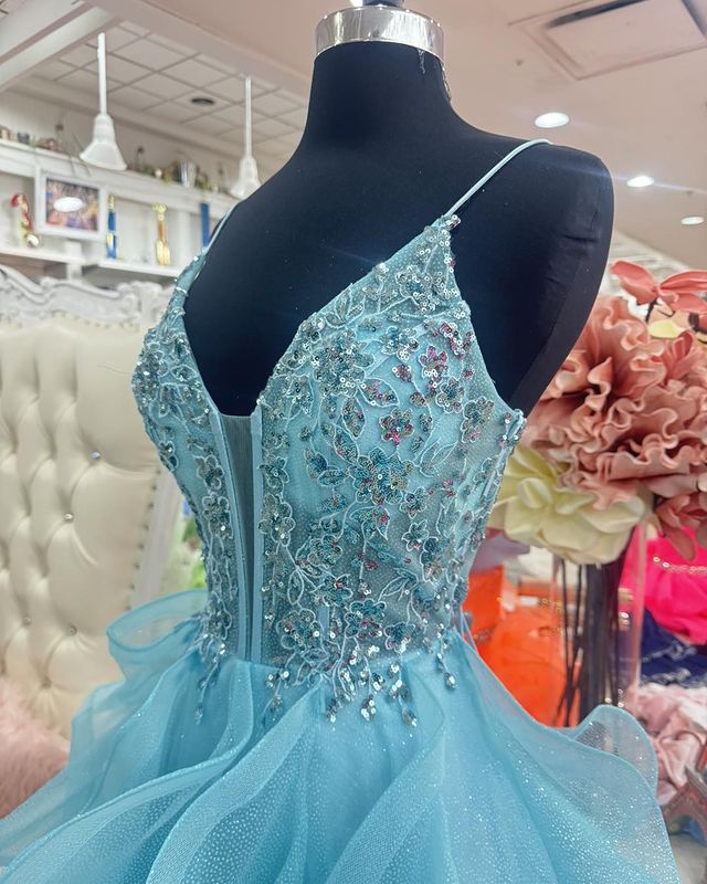 Vestidos de fiesta con escote en V, con cuentas auténticas, encantadores, largos, sin mangas, corte A, espalda descubierta
