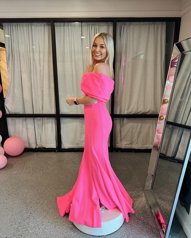Vestidos de noche de fiesta con hombros descubiertos y corte sirena