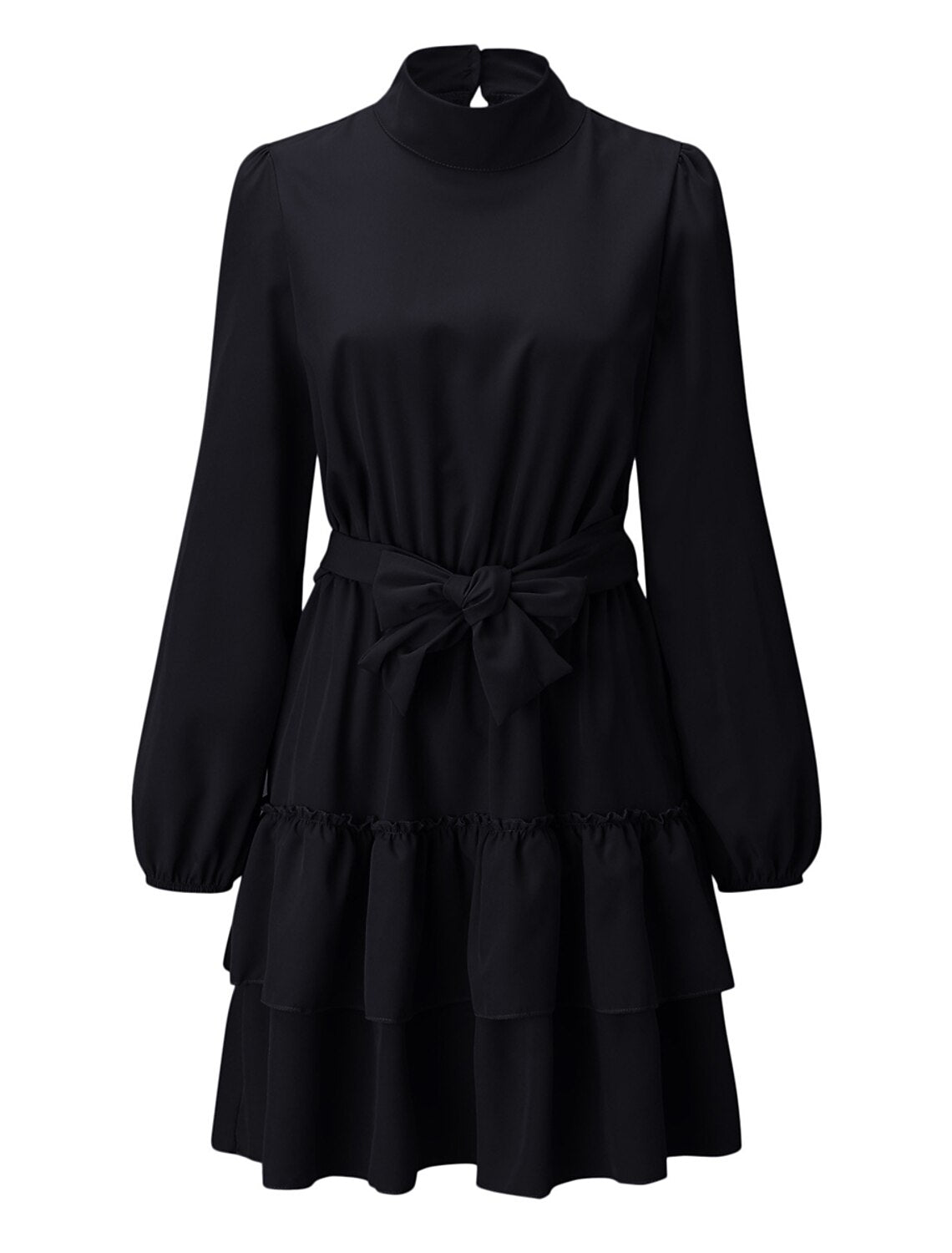 Women's Red Christmas Party Dress Homecoming Dress Cocktail Dress Black Red Green Long Sleeve Lace up Stand Collar Fashion Winter Dress