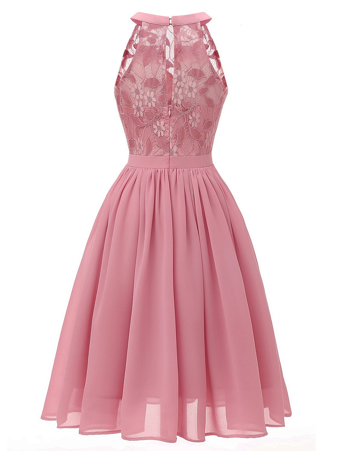 A-Line Cocktail Dresses Vintage Dress Party Wear Knee Length Sleeveless Jewel Neck Lace with Lace Insert Pattern / Print