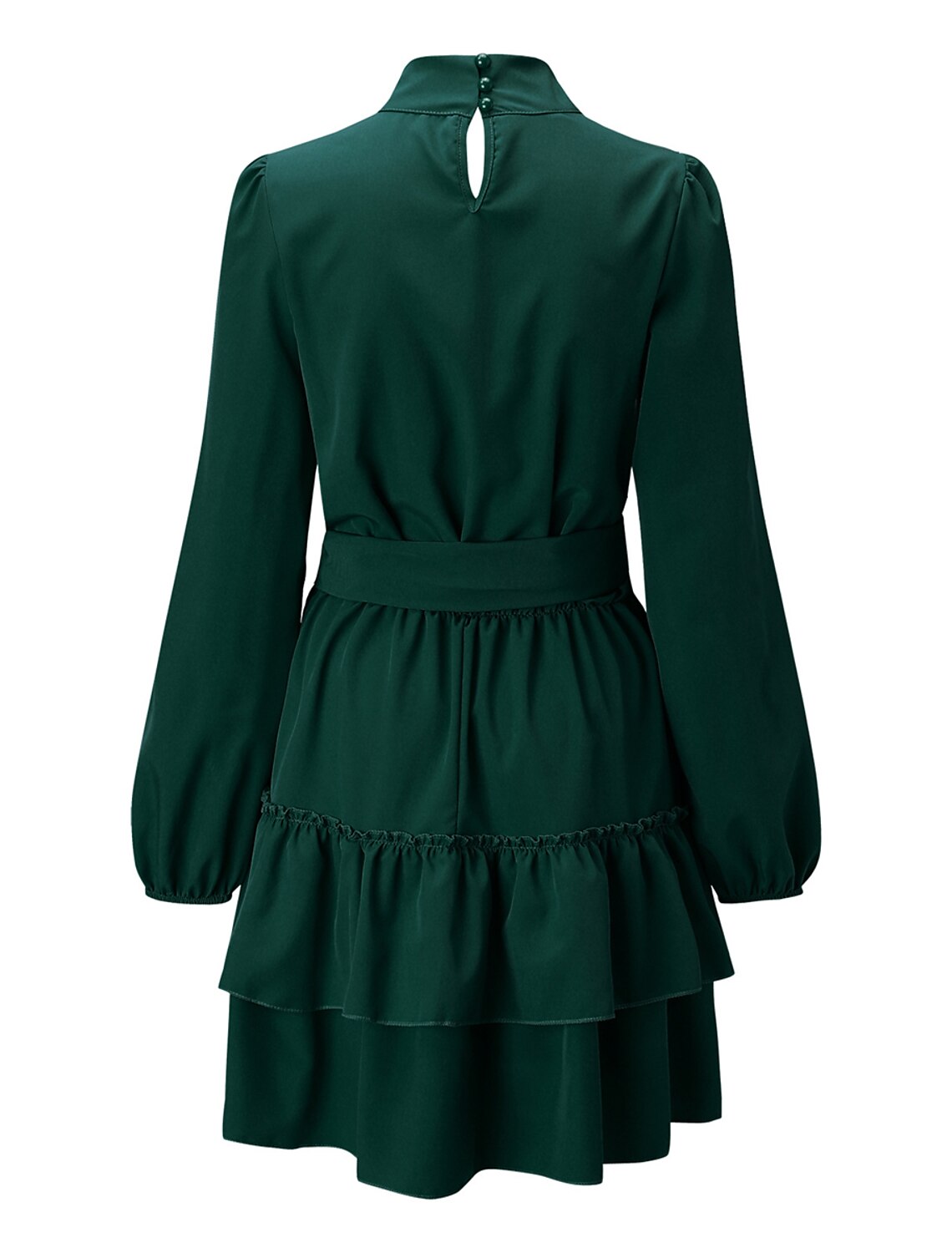 Women's Red Christmas Party Dress Homecoming Dress Cocktail Dress Black Red Green Long Sleeve Lace up Stand Collar Fashion Winter Dress