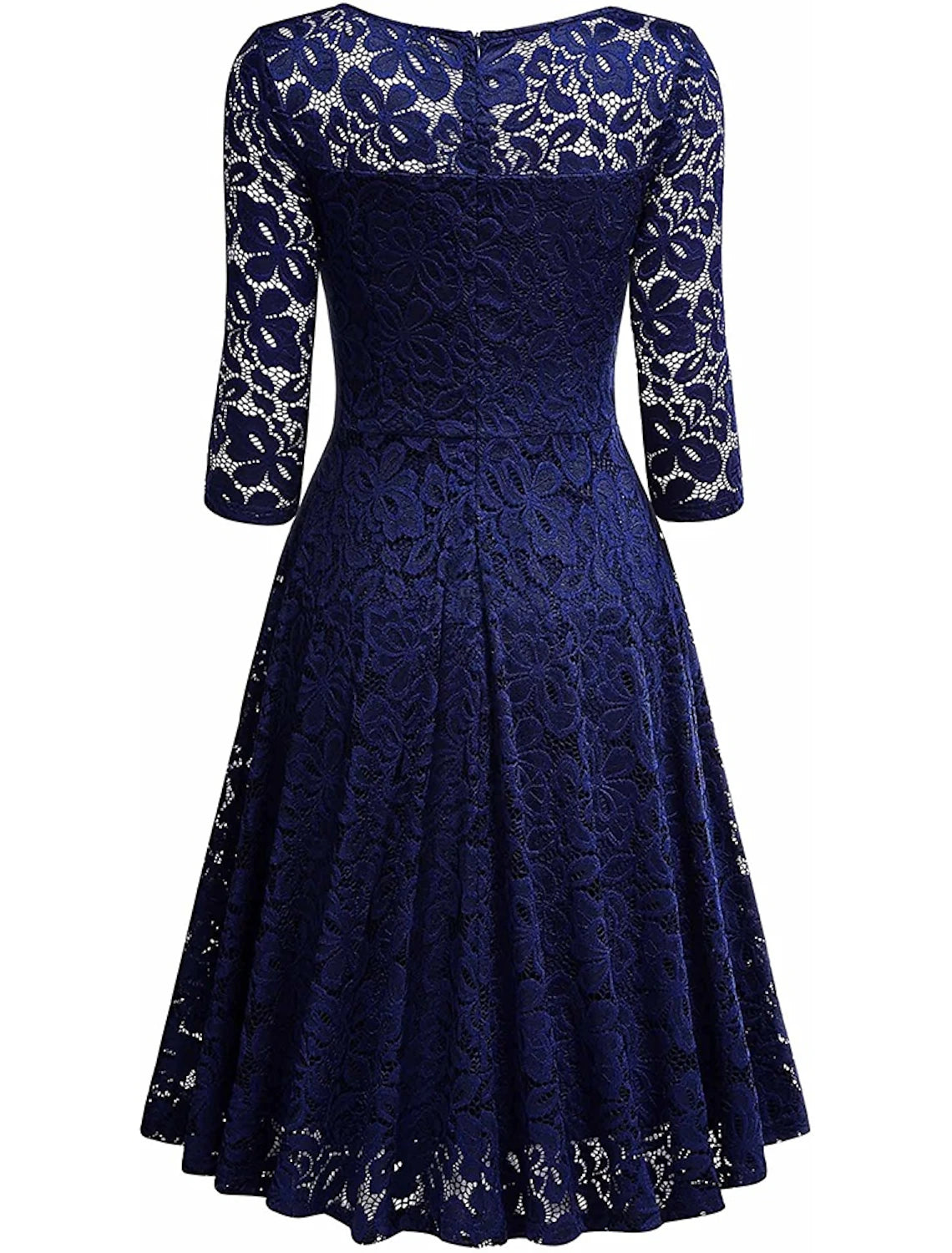 A-Line Cocktail Dresses Vintage Dress Party Wear Cocktail Party Knee Length Half Sleeve V Neck Lace with Pleats