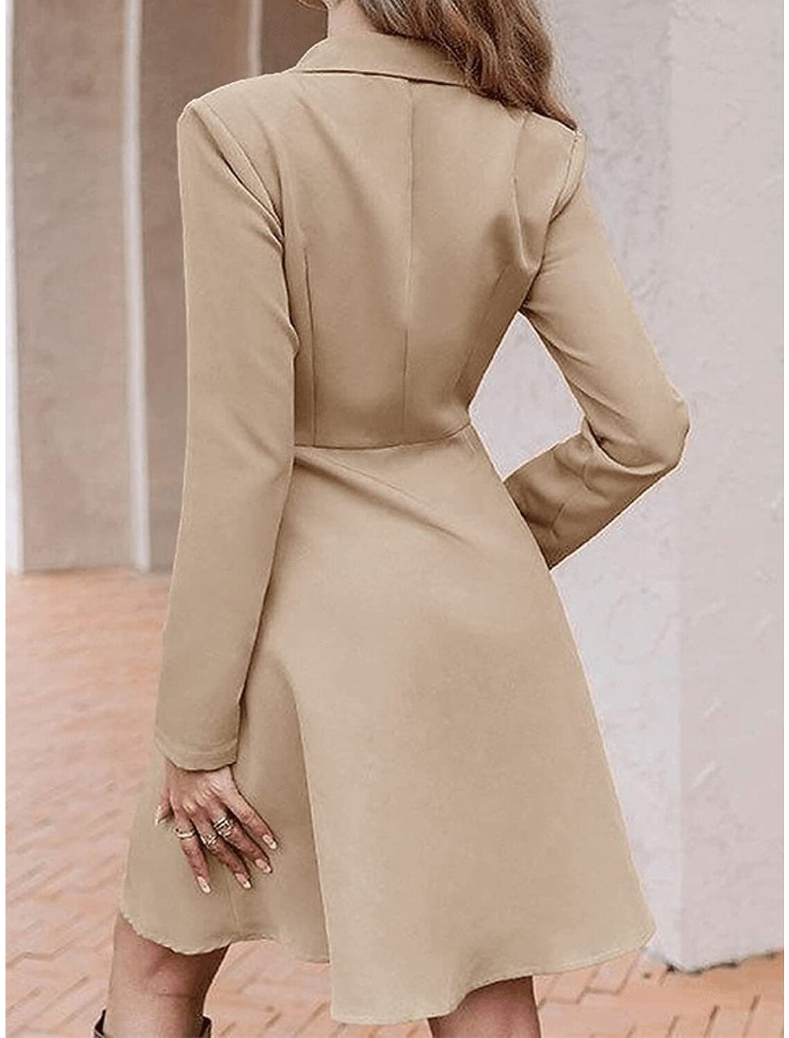 Women's Black Dress Party Dress Homecoming Dress Mini Dress Black Blue Camel Long Sleeve Pure Color Button Spring Fall Winter Shirt Collar Fashion Winter Dress Office Wedding Guest