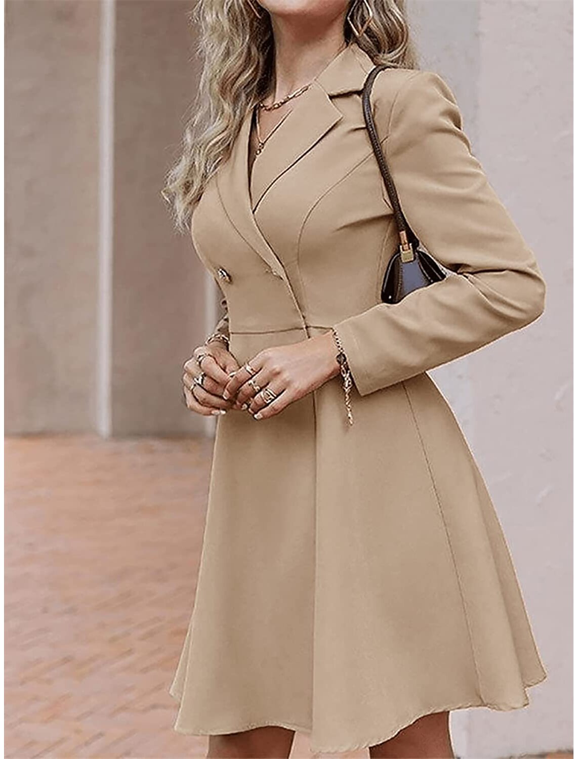 Women's Black Dress Party Dress Homecoming Dress Mini Dress Black Blue Camel Long Sleeve Pure Color Button Spring Fall Winter Shirt Collar Fashion Winter Dress Office Wedding Guest