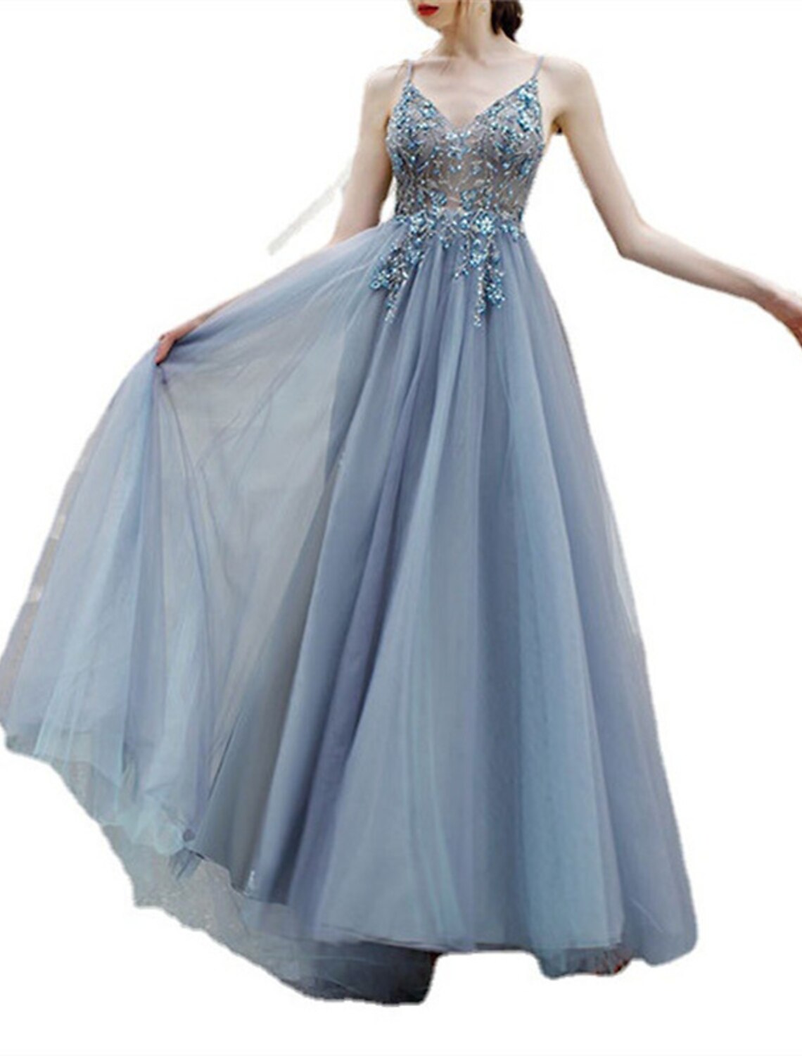 Vestidos de quinceañera de corte A, lujosos, para graduación, dulces 16, largo hasta el suelo, sin mangas, tirantes finos, poliéster, con abertura y cristales.