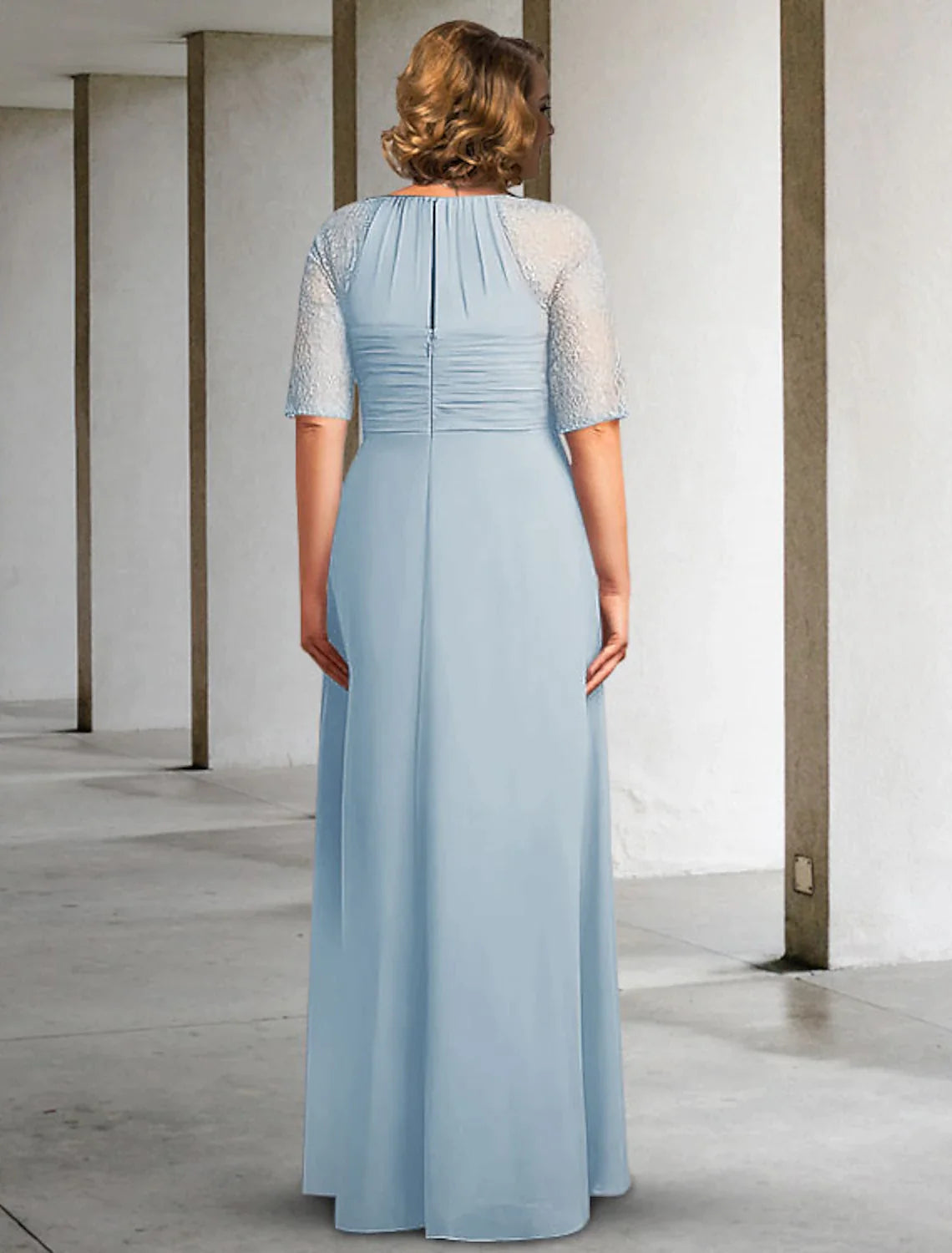 Suknia dla matki panny młodej w kształcie litery A, plus size, elegancka, z dekoltem w kształcie łezki, sięgająca do ziemi, z szyfonu, z koronką, z krótkim rękawem i zakładkami, z marszczeniami i aplikacjami