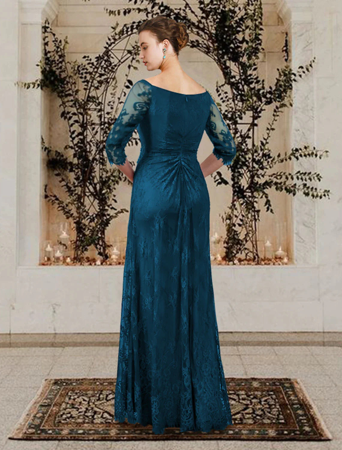 Suknia dla matki panny młodej w kształcie litery A, plus size, elegancka, z biżuterią, sięgająca do ziemi, z krótkim rękawem i falbankami, z kryształową broszką, z drapowaniem po bokach