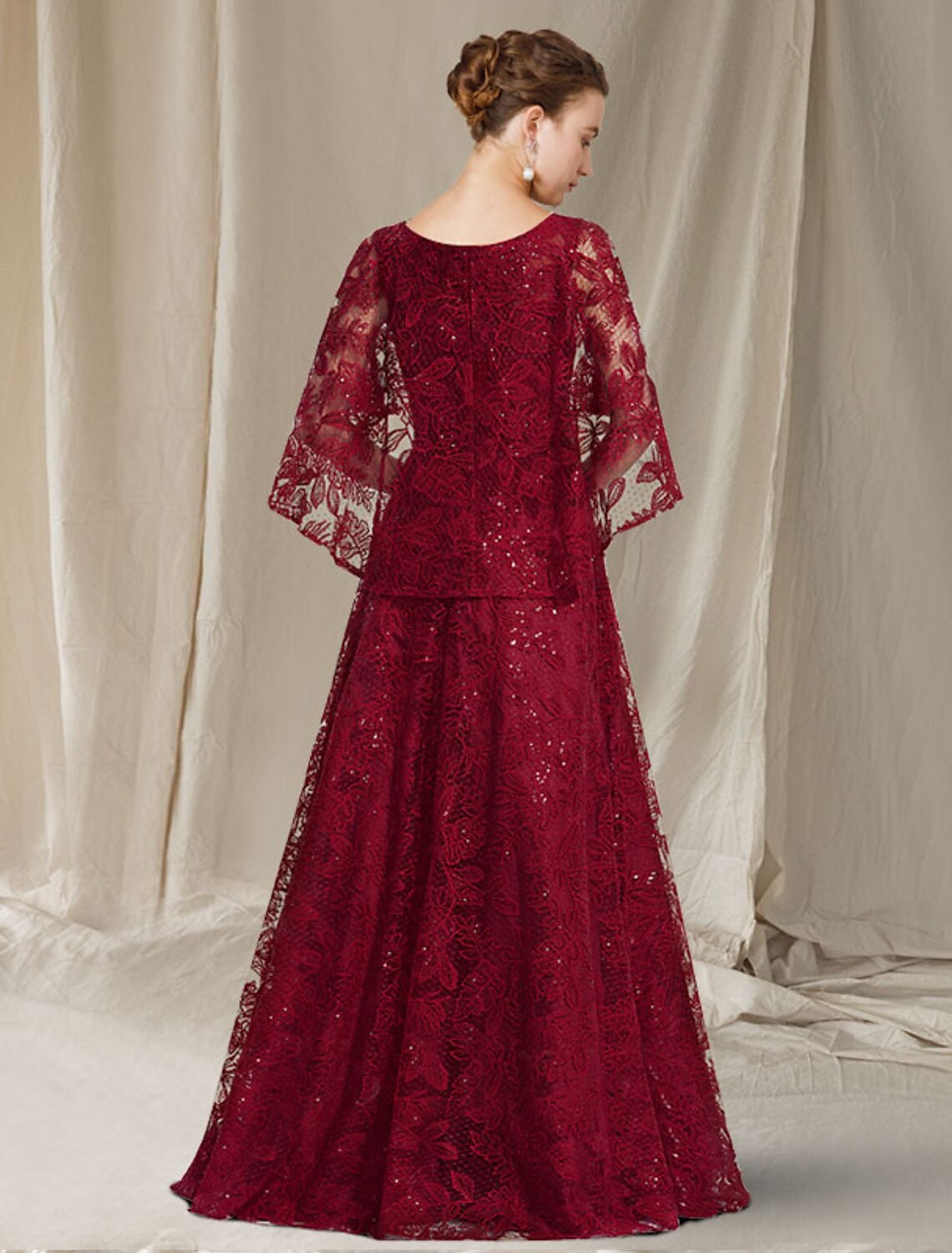 Suknia dla matki panny młodej w kształcie litery A, plus size, elegancka, z dekoltem w kształcie litery A, sięgająca do ziemi, koronkowa, bez rękawów, z aplikacjami z cekinów