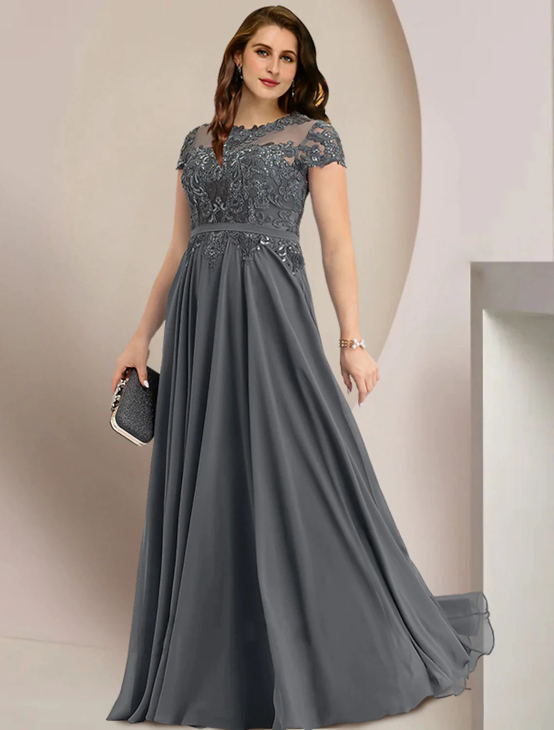 Plus Size Curve Mother of the Bride Dress Wedding Guest Party Elegant – Amzcw Dress
